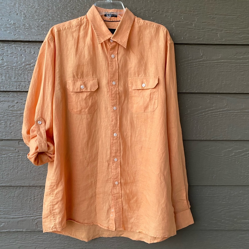 Parc 81 100% Linen Button Down Shirt for Men Size L
